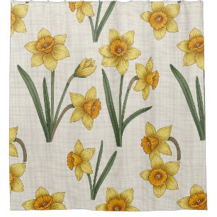 Daffodil Spring Floral in Soft Yellow and Green 5 Shower Curtain
