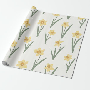 Daffodil Spring Floral in Soft Yellow and Green Wrapping Paper