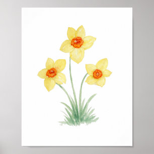 Daffodil Spring Flower Painting Garden Poster