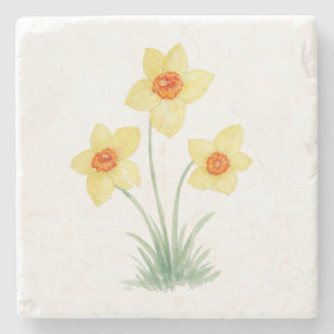 Daffodil Spring Flower Painting Stone Coaster