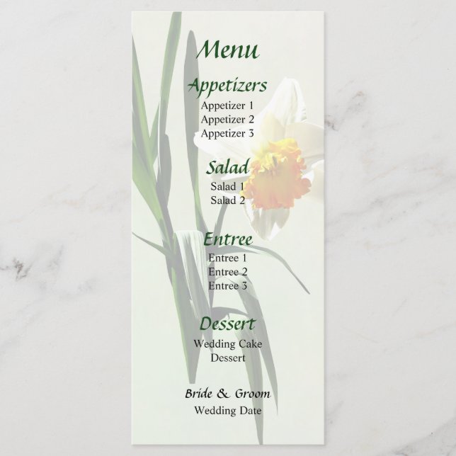 Daffodil Taking a Bow Wedding Menu (Front)