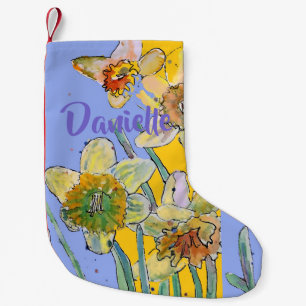 Daffodil Watercolor Flowers Floral Name Stocking