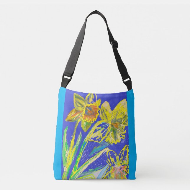 Daffodil Watercolor Painting flower Crossbody Bag (Front)