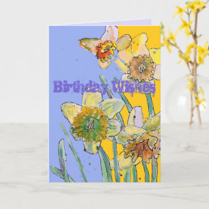 Daffodil Watercolor Yellow Spring Flower Art Card