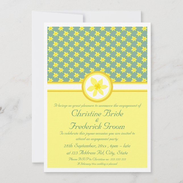 Daffodil Wedding, 5"x7" engagement announcement (Front)