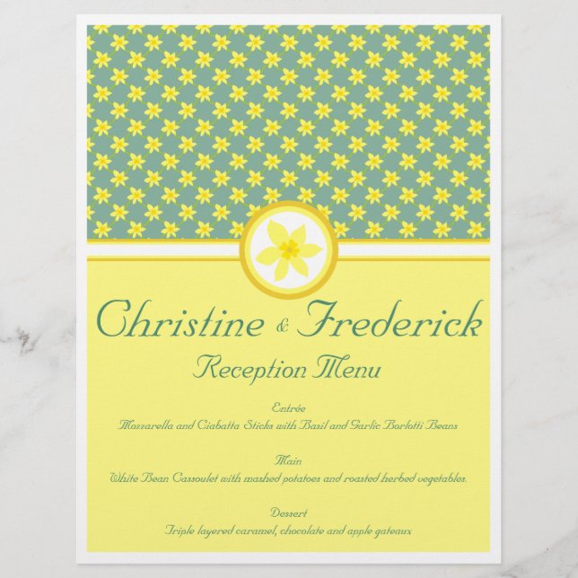 Daffodil Wedding, menu and program flyers (Front)