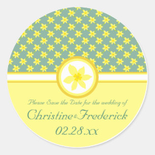 Daffodil Wedding, save the date stickers