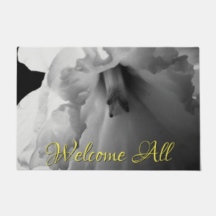 Daffodil Welcome All Black & White Photography Doormat