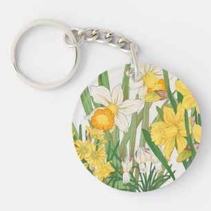 Daffodil Woodblock Painting, Tanigami Kônan, 1917 Key Ring