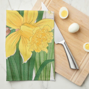 Daffodil Woodblock Painting, Tanigami Kônan, 1917 Tea Towel