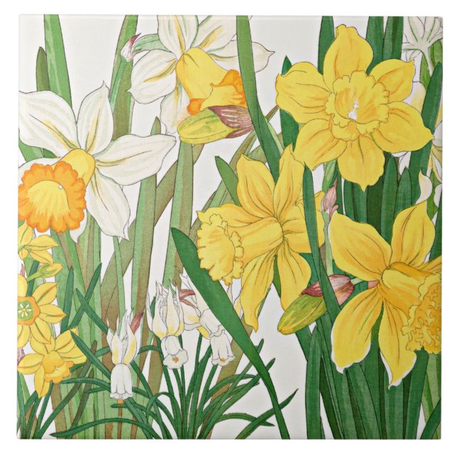 Daffodil Woodblock Painting Tile (Front)