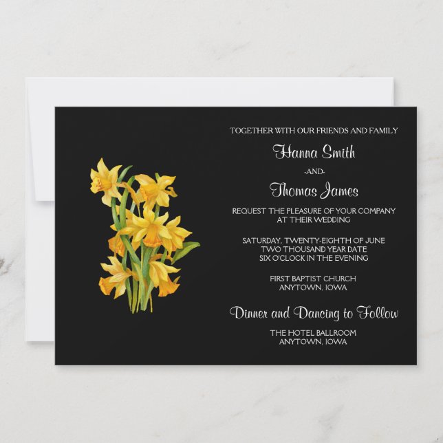 Daffodil Yellow Floral Wedding Invitation (Front)