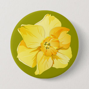 Daffodil Yellow Short-Trumpet Spring Flower 7.5 Cm Round Badge