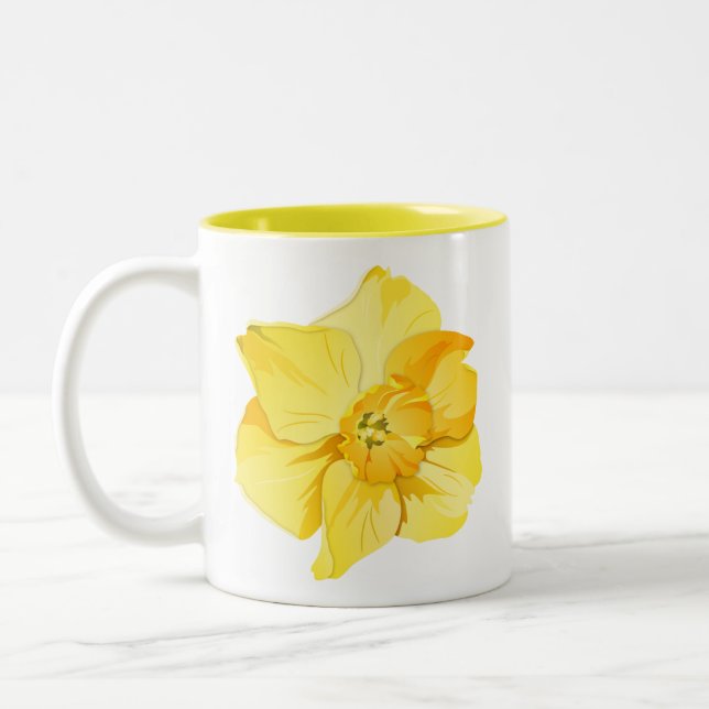Daffodil Yellow Short-Trumpet Spring Flower Two-Tone Coffee Mug (Left)