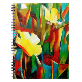 Daffodils. Abstract floral composition in a cubist Notebook