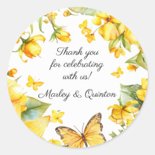 Daffodils and Butterflies shower wedding Stickers