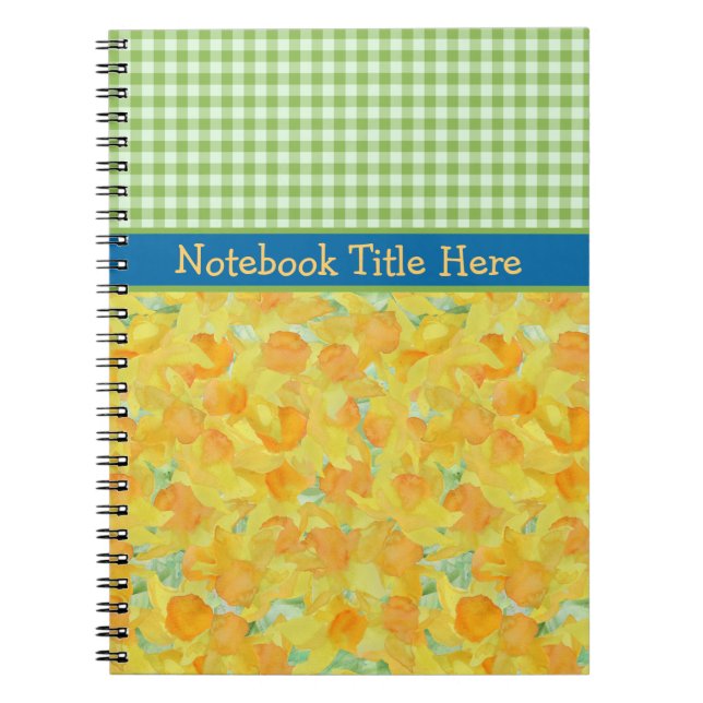 Daffodils and Check Gingham Notebook to Personaliz (Front)