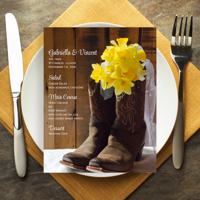 Daffodils and Cowboy Boots Country Wedding Menu (Creator Uploaded)