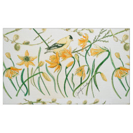 Daffodils and Goldfinch Fabric