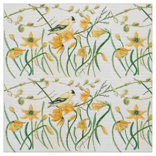 Daffodils and Goldfinches Fabric