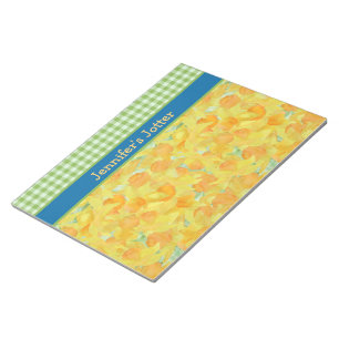 Daffodils and Green Gingham Notepad