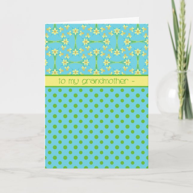 Daffodils and Polka Dots, Easter Card, Grandmother Holiday Card (Front)