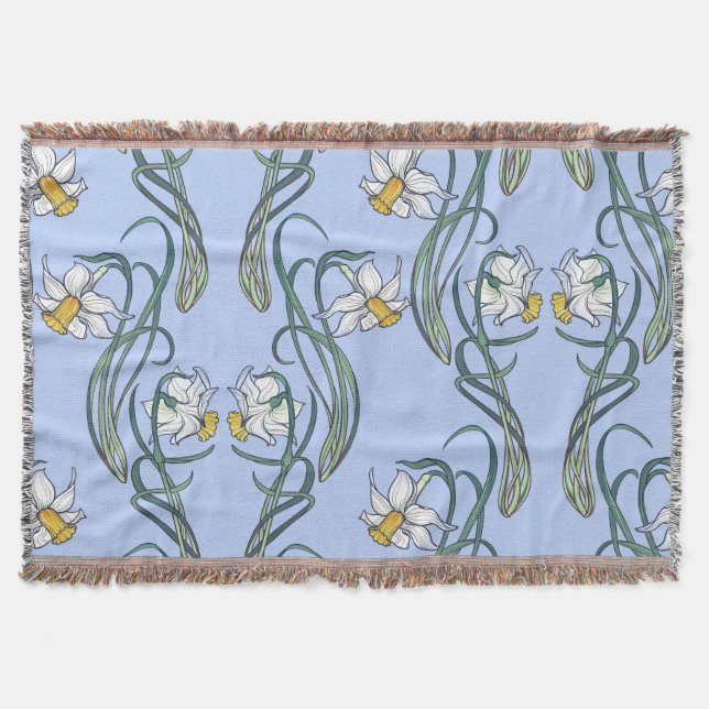 Daffodils Art: Nouveau Spring Throw Blanket (Front)