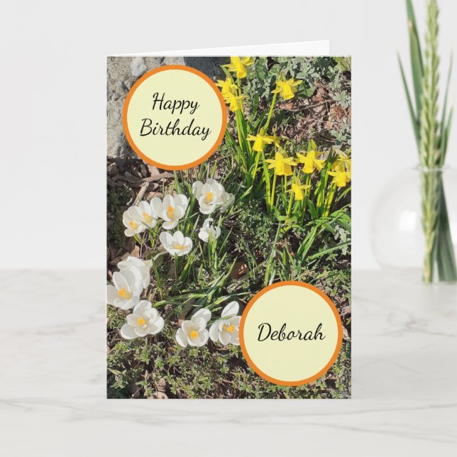 Daffodils & Crocus Birthday Card (Front)