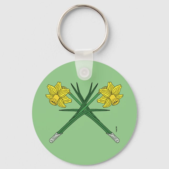 Daffodils Crossed Key Ring (Front)