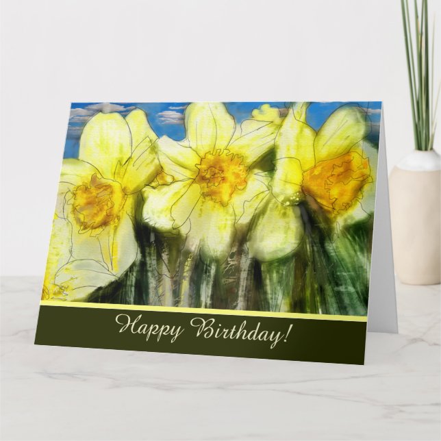 Daffodils Custom Birthday Greeting Card (Front)