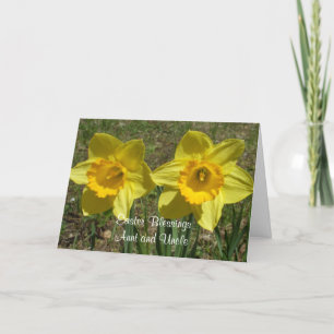 Daffodils Easter Blessings to Aunt and Uncle Holiday Card