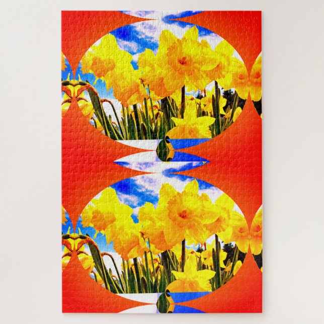 Daffodils floral art jigsaw puzzle (Vertical)