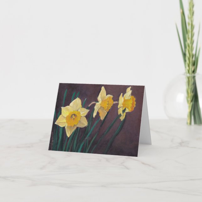 Daffodils Flower Art Note Card (Front)