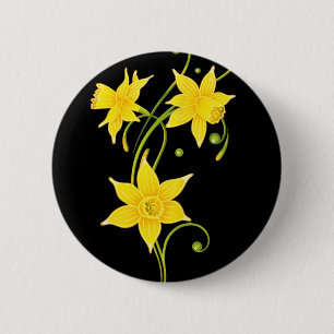 Daffodils Flower Shirt Floral Spring Design Easter 6 Cm Round Badge