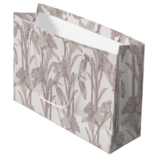 Daffodils flowers, spring line meadow. large gift bag (Front Angled)