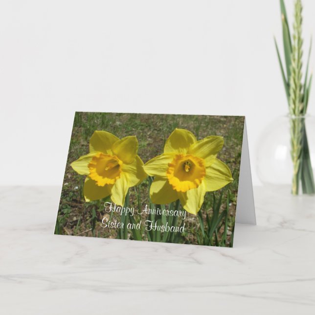 Daffodils for Sister and Husband-Anniversary Card (Front)
