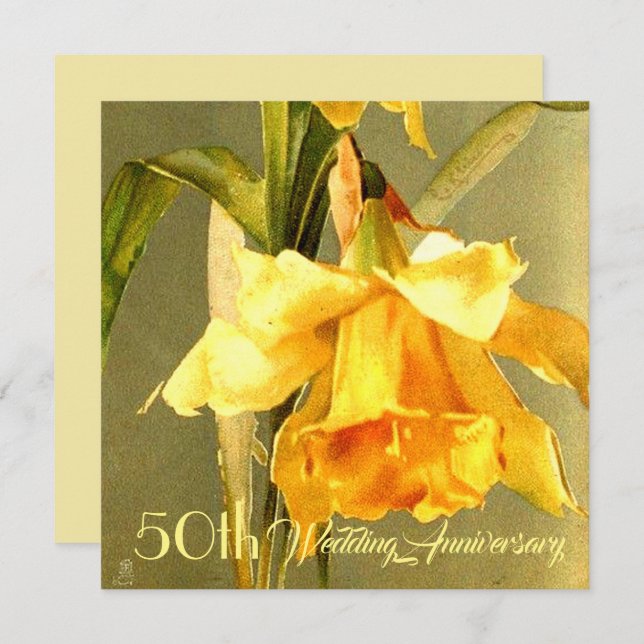 Daffodils Golden Wedding Invitation (Front/Back)