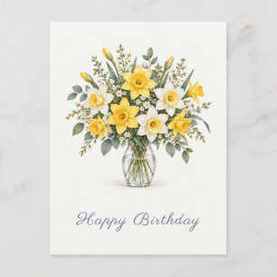 Daffodils Happy Birthday Postcard