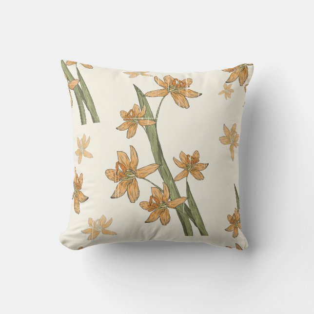 Daffodils in Bloom Throw Pillow (Front)