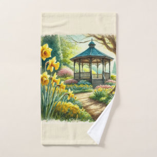 Daffodils in Spring Watercolor Hand Towel