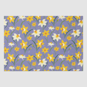 Daffodils on Blue Purple Tissue Paper
