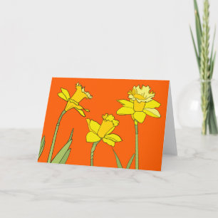 Daffodils on orange note card