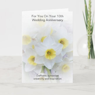 Daffodils Personalised 10th Wedding Anniversary Card