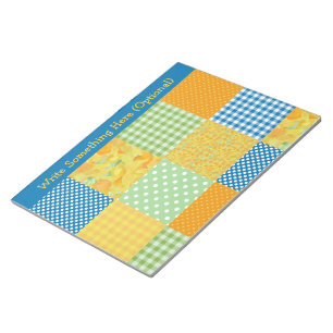 Daffodils, Polka Dots, Gingham Faux-Patchwork Notepad