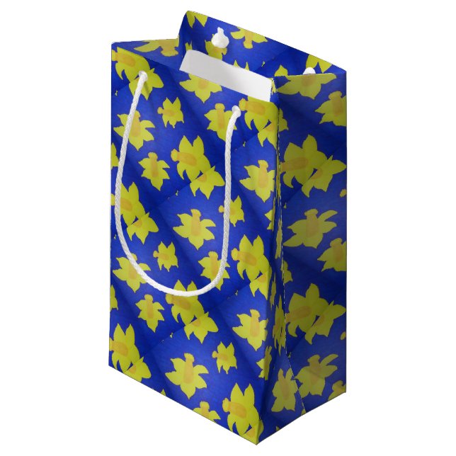 Daffodils Pop Art Blue Small Gift Bag (Front Angled)