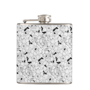 Daffodils spring floral pattern hip flask