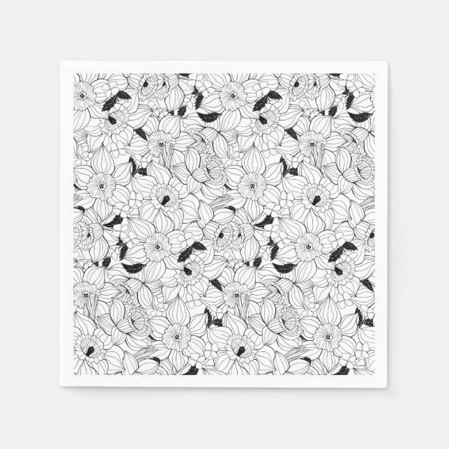 Daffodils spring floral pattern napkin (Front)