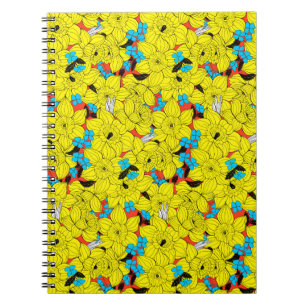 Daffodils spring floral pattern spiral notebook