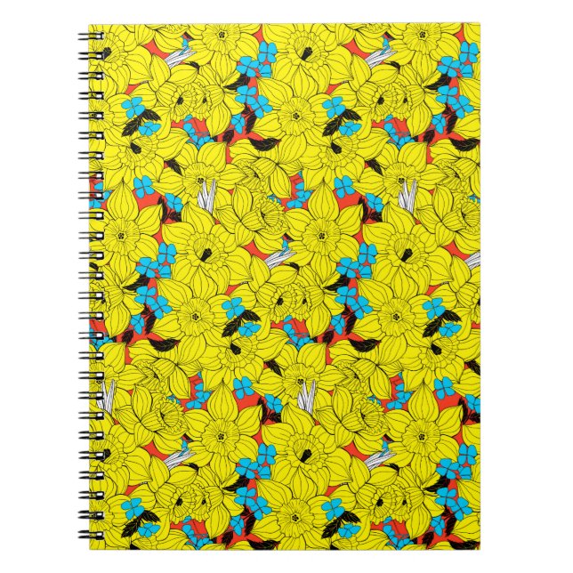 Daffodils spring floral pattern spiral notebook (Front)