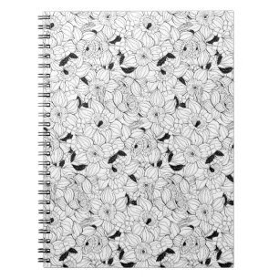 Daffodils spring floral pattern spiral notebook